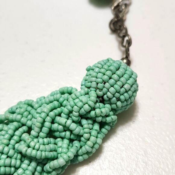 Necklace Seafoam Green Chunky Bead Necklace Lobster Claw Clasp Adjustable - Picture 3 of 8